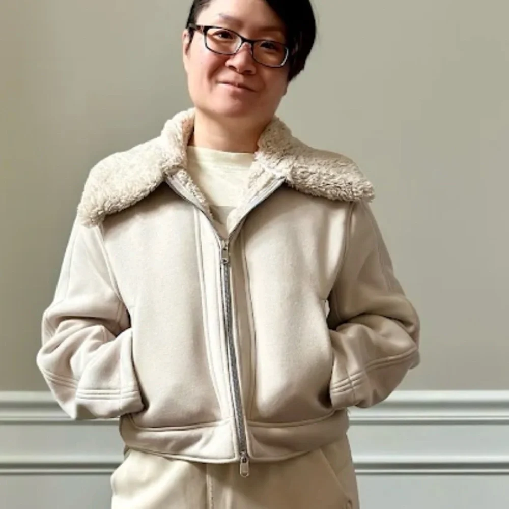 Women's Gray Sherpa Lined Jacket Full Zip Sweatshirt Swing Westbound Fleece